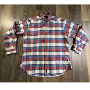 Rough Stock Button Down Shirt Mens Large Multi Plaid Panhandle Slim Long Sleeve